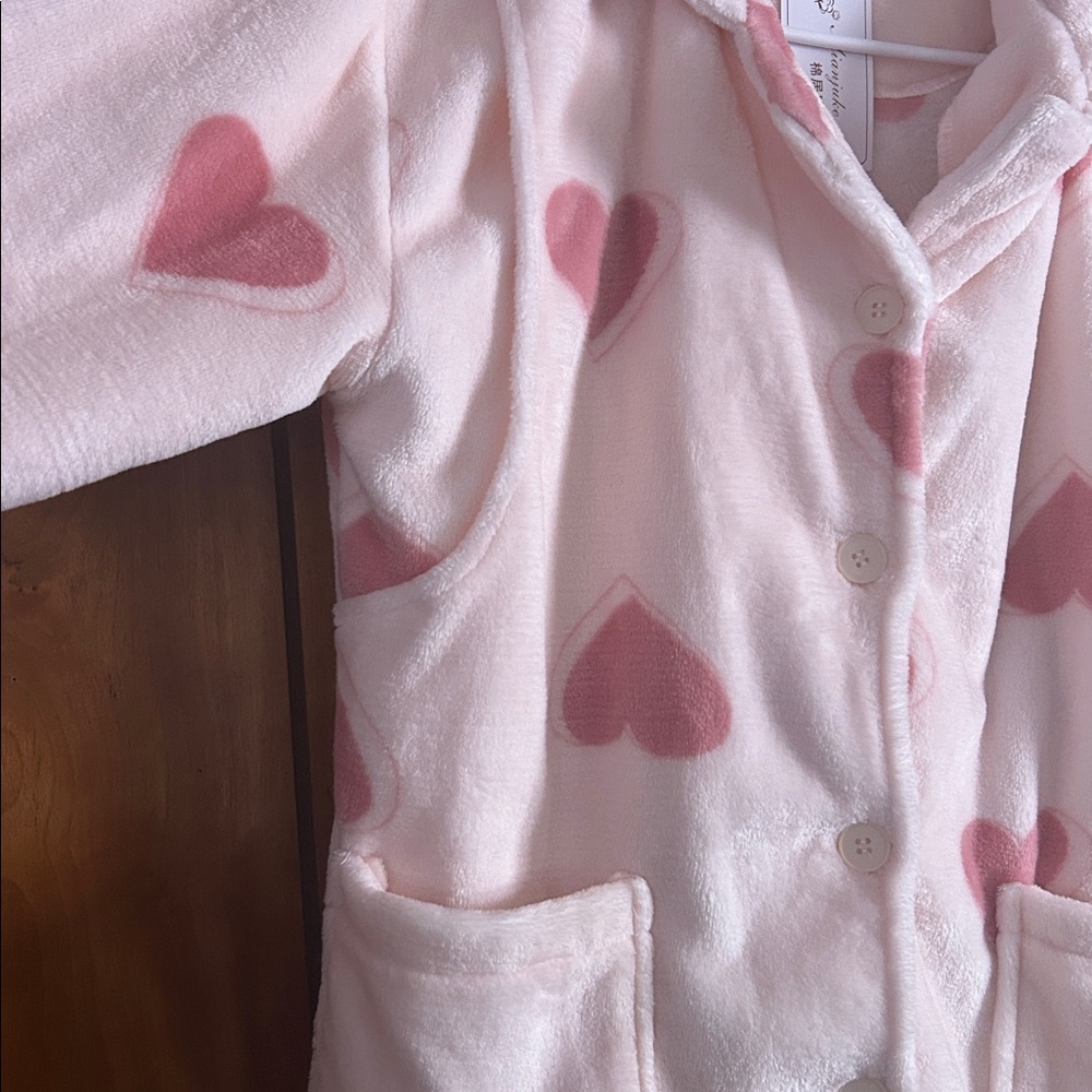 Pink Heart Patterned Jacket/Pj top - Picture 3 of 6